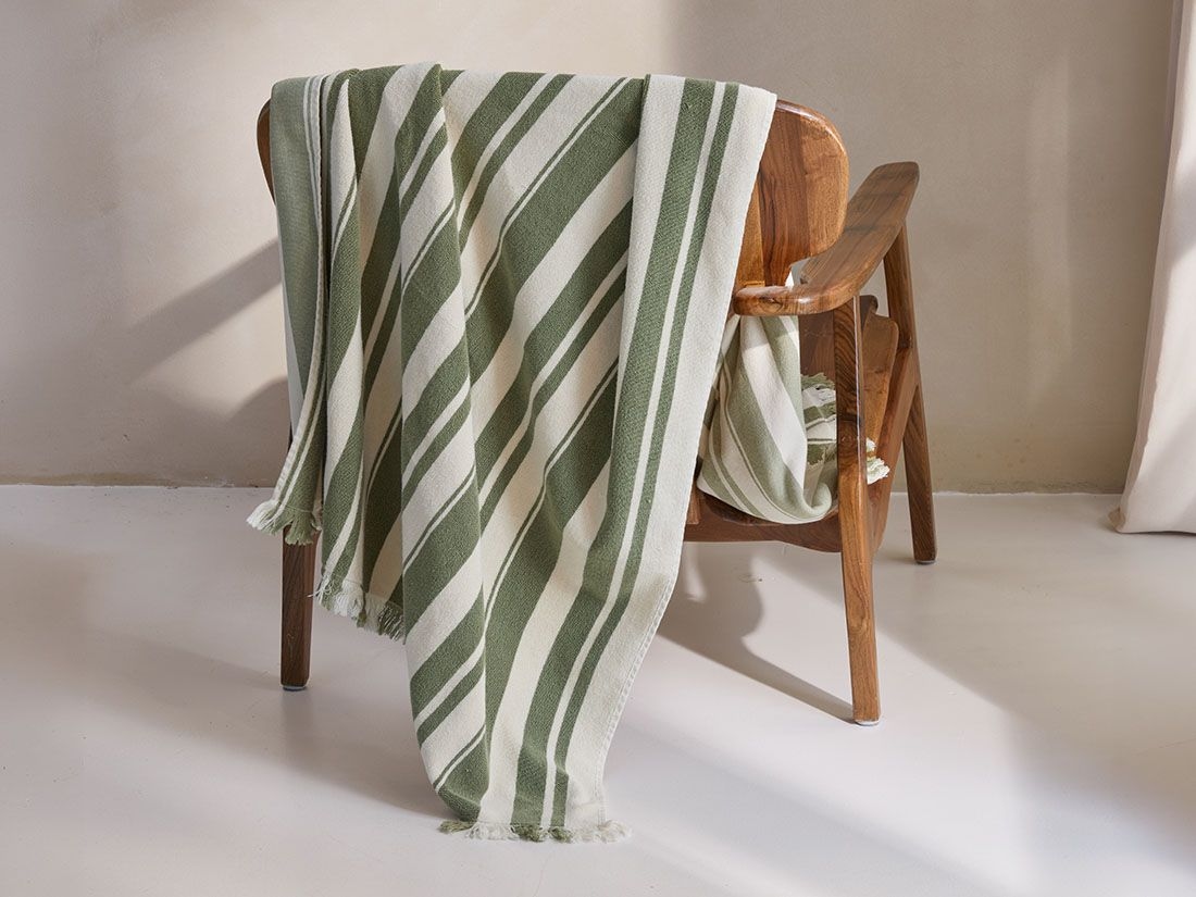Hamamdoek Sage Green Stripe 100x180 - 1 st.