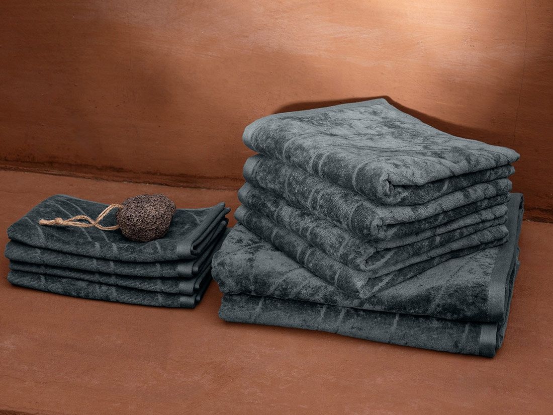 Serviettes de toilette en velours bleu galet 50x100 - 2 pcs
