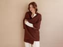 Veste de kimono en maille de coton marron cannelle
