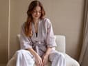 Veste kimono lin lavé à rayures roses