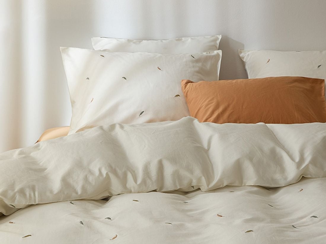 Taie d'oreiller satin de coton plume multicolore