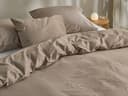Kussensloop katoensatijn warm taupe seashell