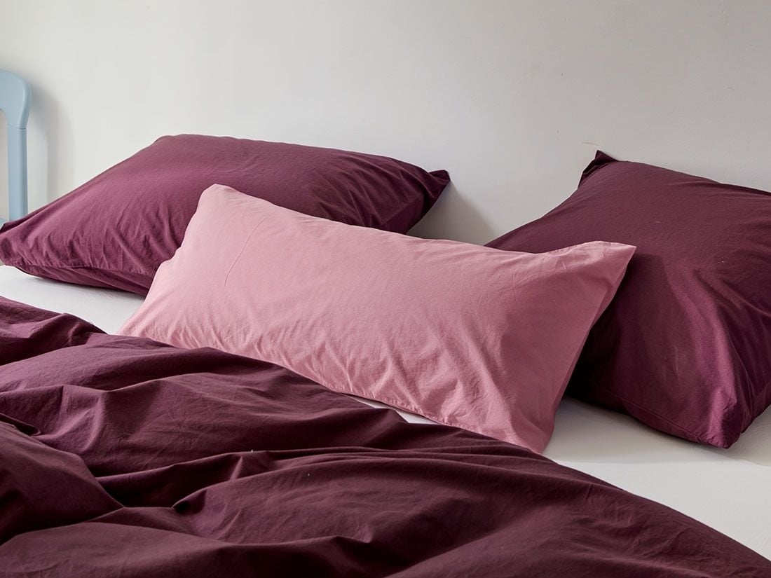 Taie d'oreiller percale de coton rêve framboise