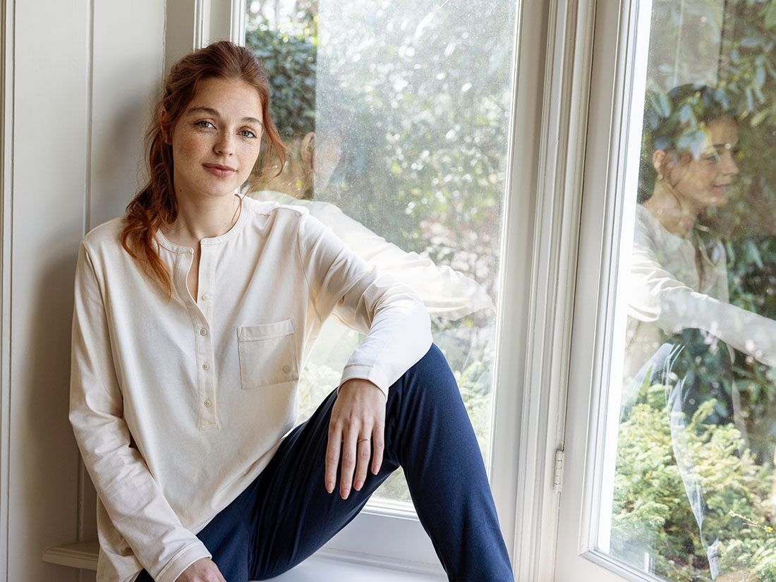 Pyjamabroek dames jersey midnight blue