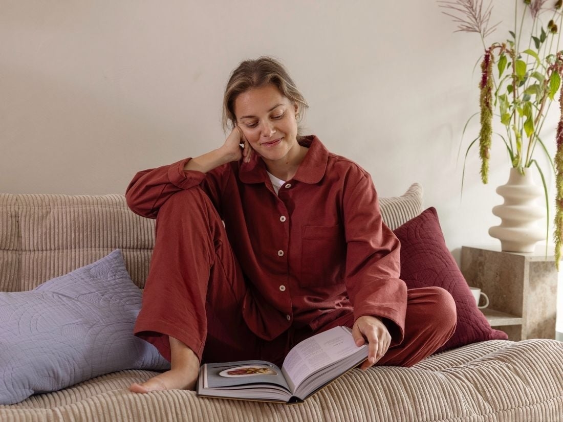 Pyjamashirt dames flanel red velvet