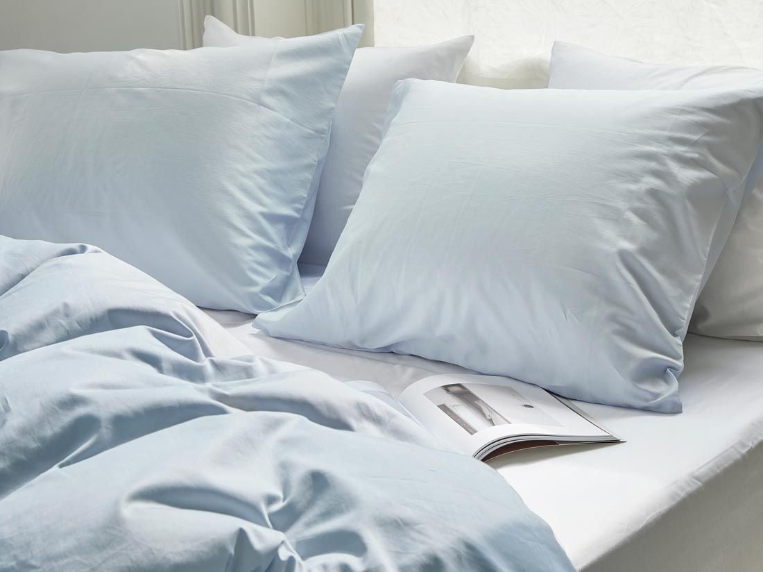 Dekbedovertrek katoen satijn sky blue - zonder slopen
