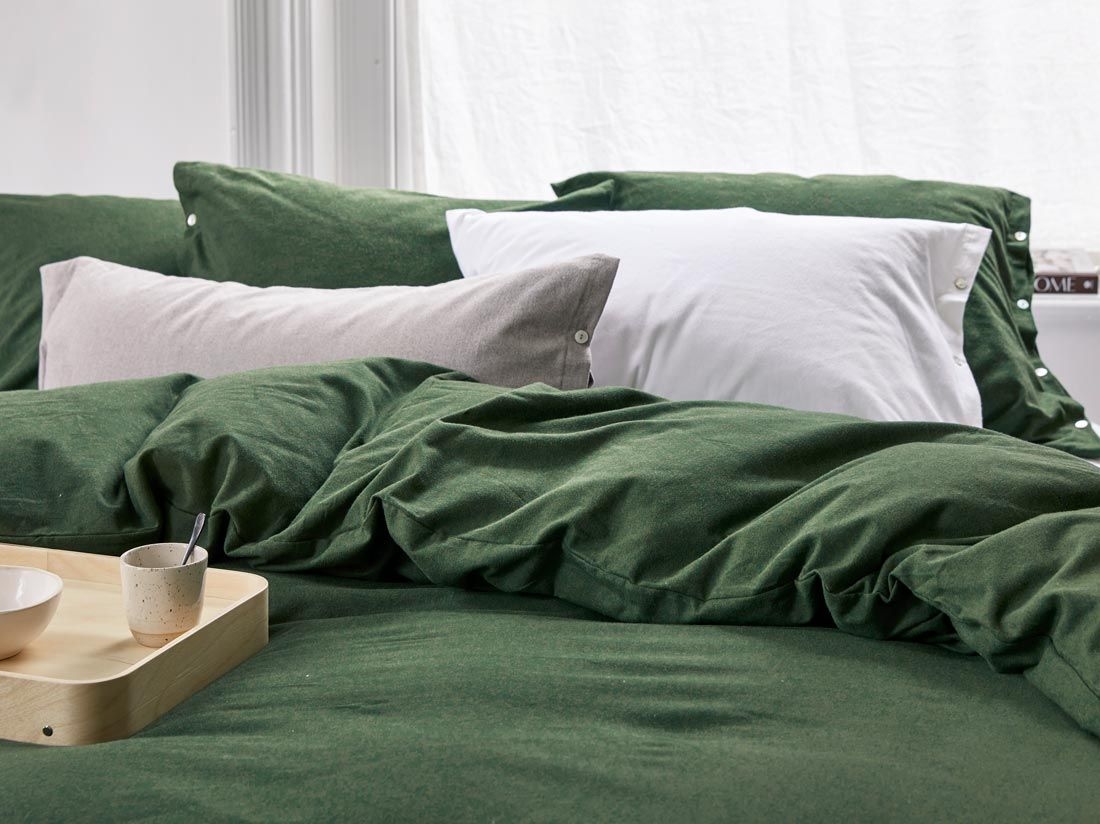 Kussensloop flanel moss green