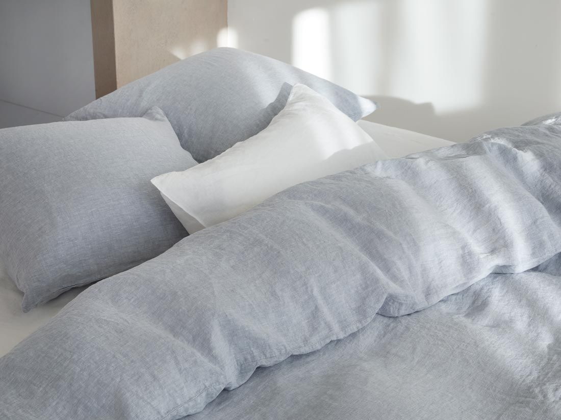 Kussensloop gewassen linnen blue chambray