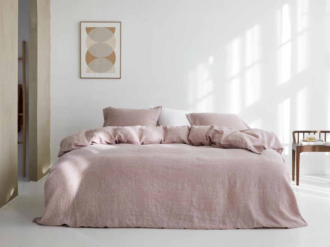 Dekbedovertrek gewassen linnen rose chambray - zonder slopen