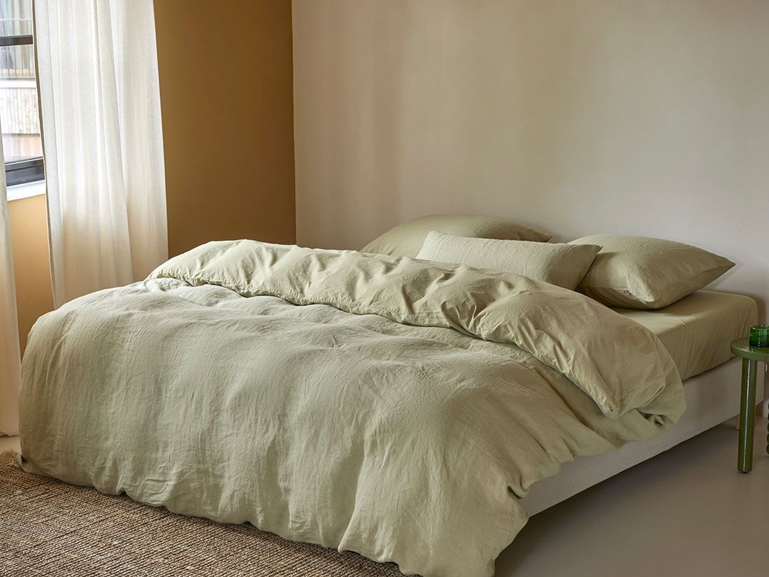 Parure de lit chanvre/coton vert botanique