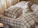 Drap-housse flanelle de coton damier mauve