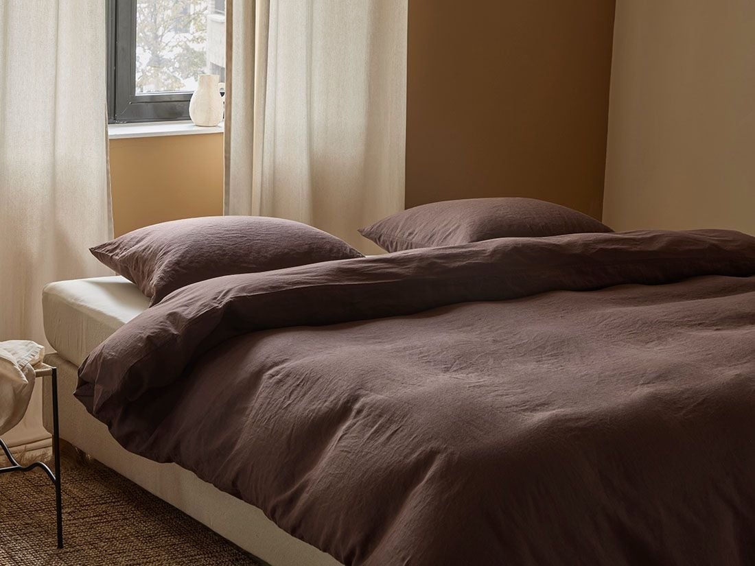 Parure de lit chanvre/coton marron grillé