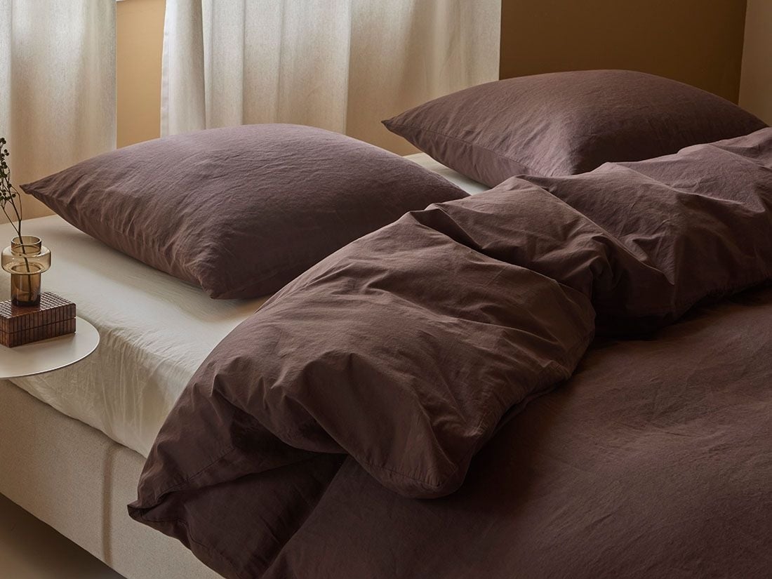 Parure de lit chanvre/coton marron grillé