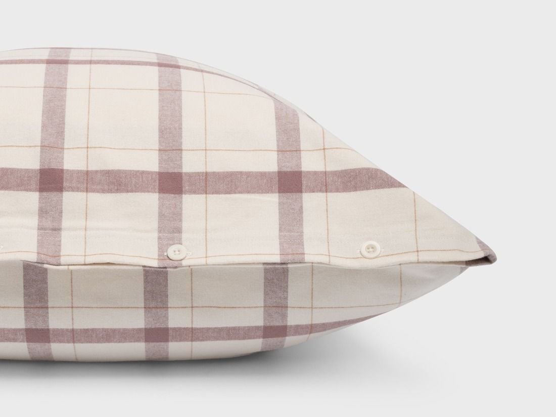 Kussensloop flanel mauve check