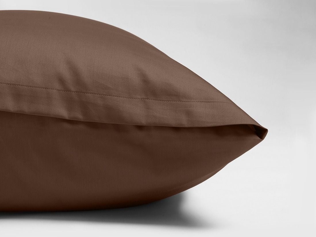 Taie de traversin satin de coton châtaigne 37x160