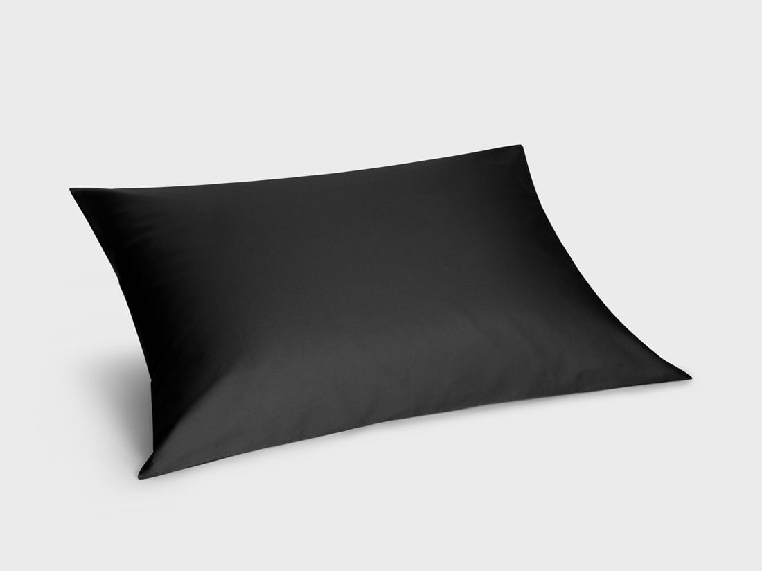 Taie d'oreiller satin de coton anthracite foncé 70x90