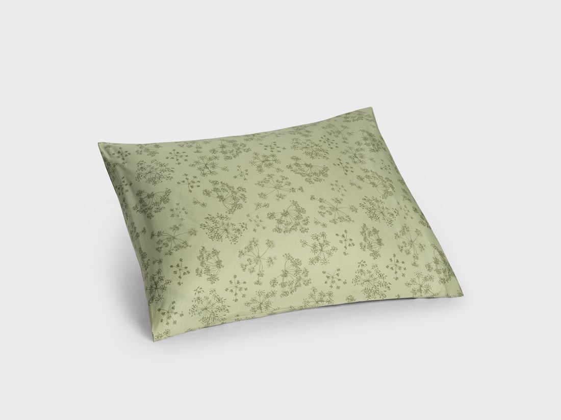 Taie d'oreiller satin de coton fleur verte