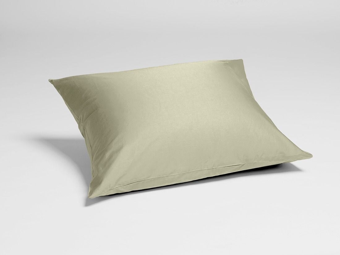 Taie d'oreiller satin de coton olive clair