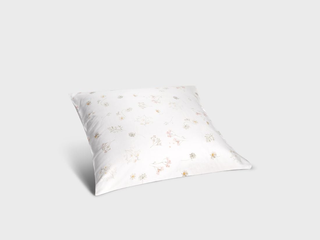 Taie d'oreiller satin de coton fleurs 65x65