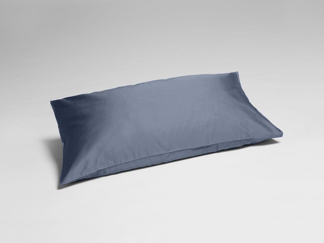 Taie d’oreiller satin de coton bleu brumeux