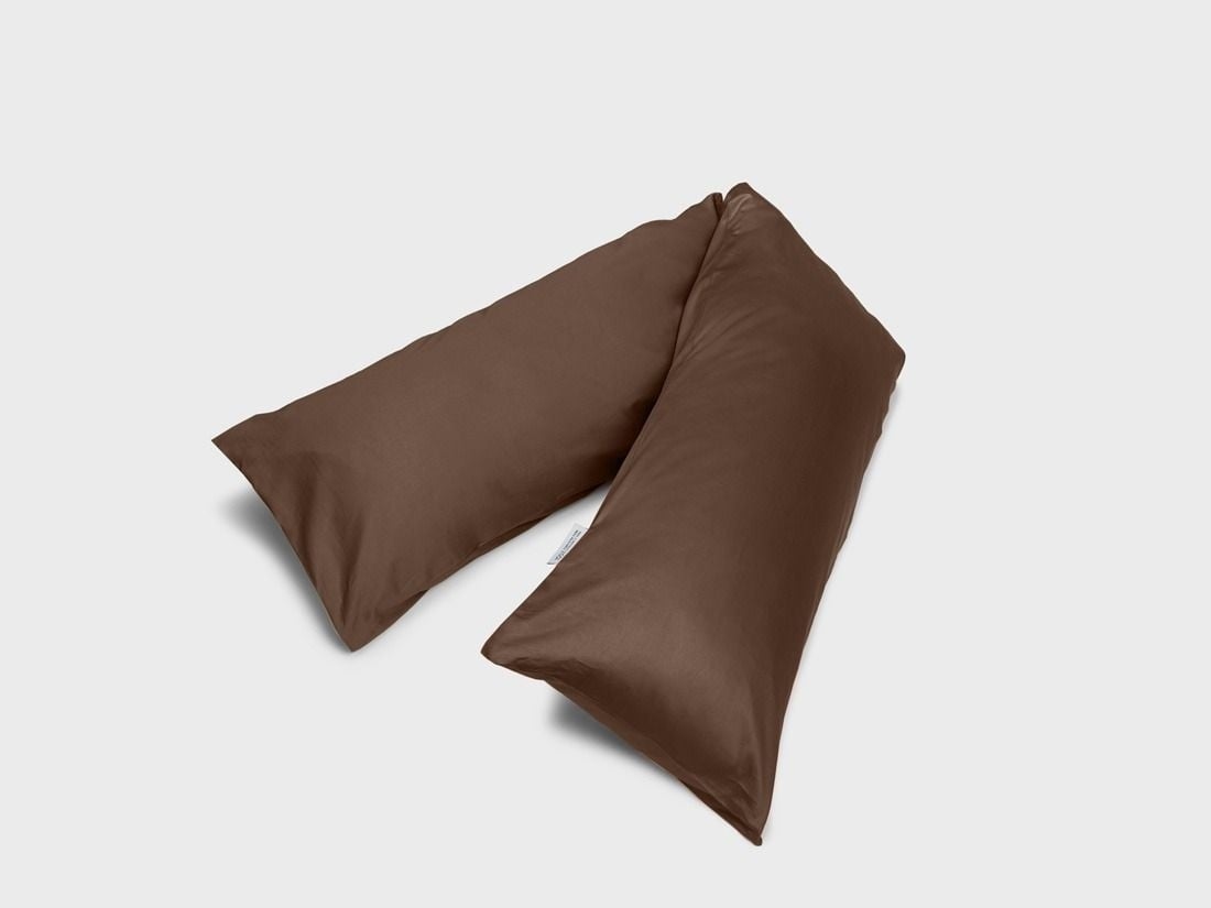 Taie de traversin satin de coton châtaigne 37x160