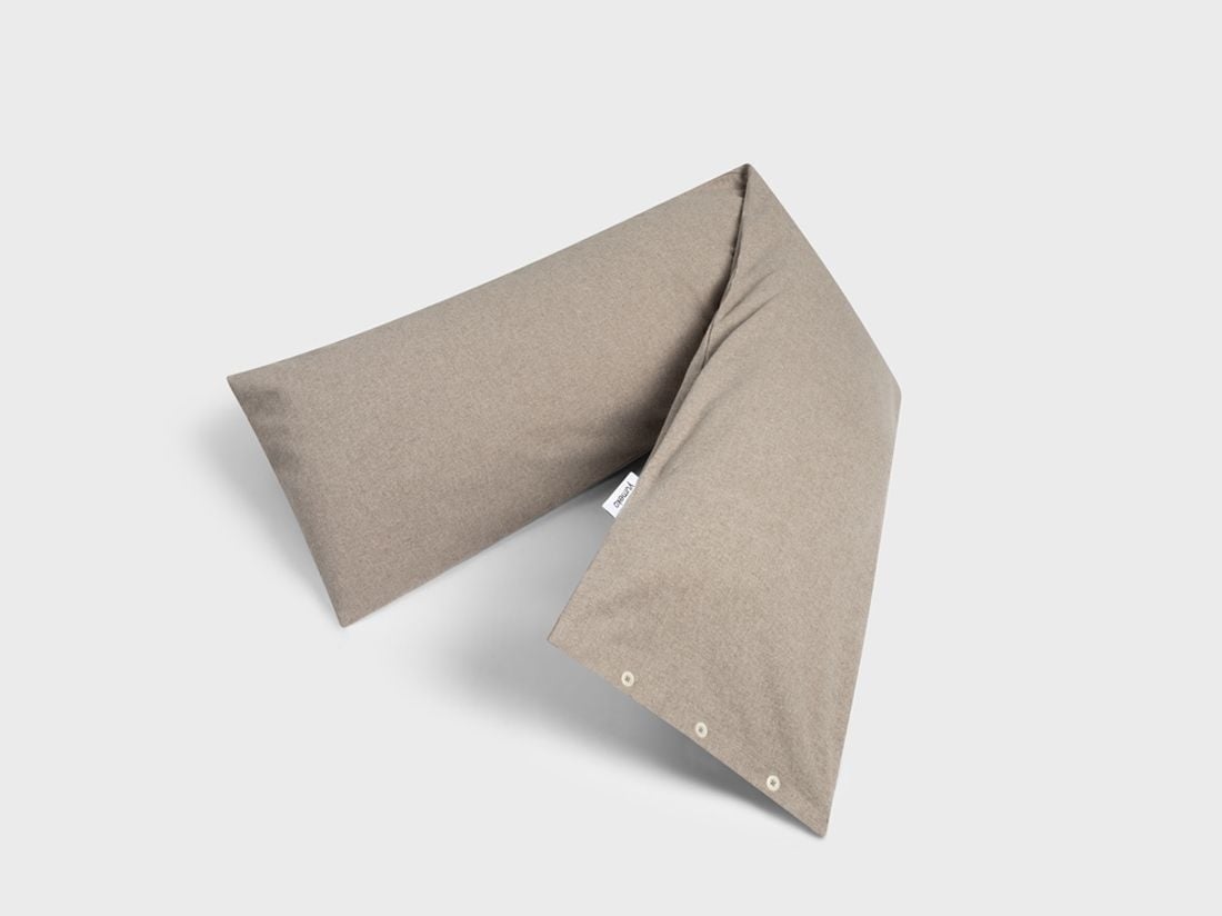 Kussensloop zijslaper flanel stone brown 37x160