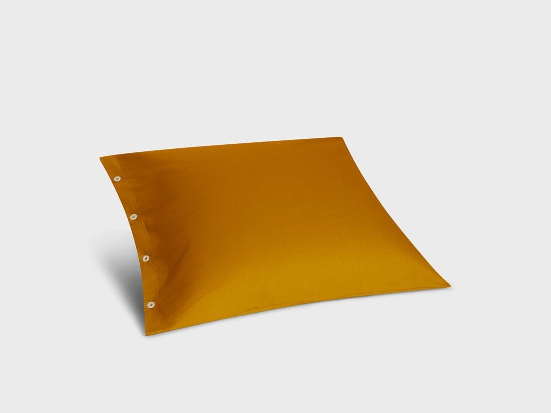 Taie d'oreiller flanelle de coton jaune d'Inde 65x65