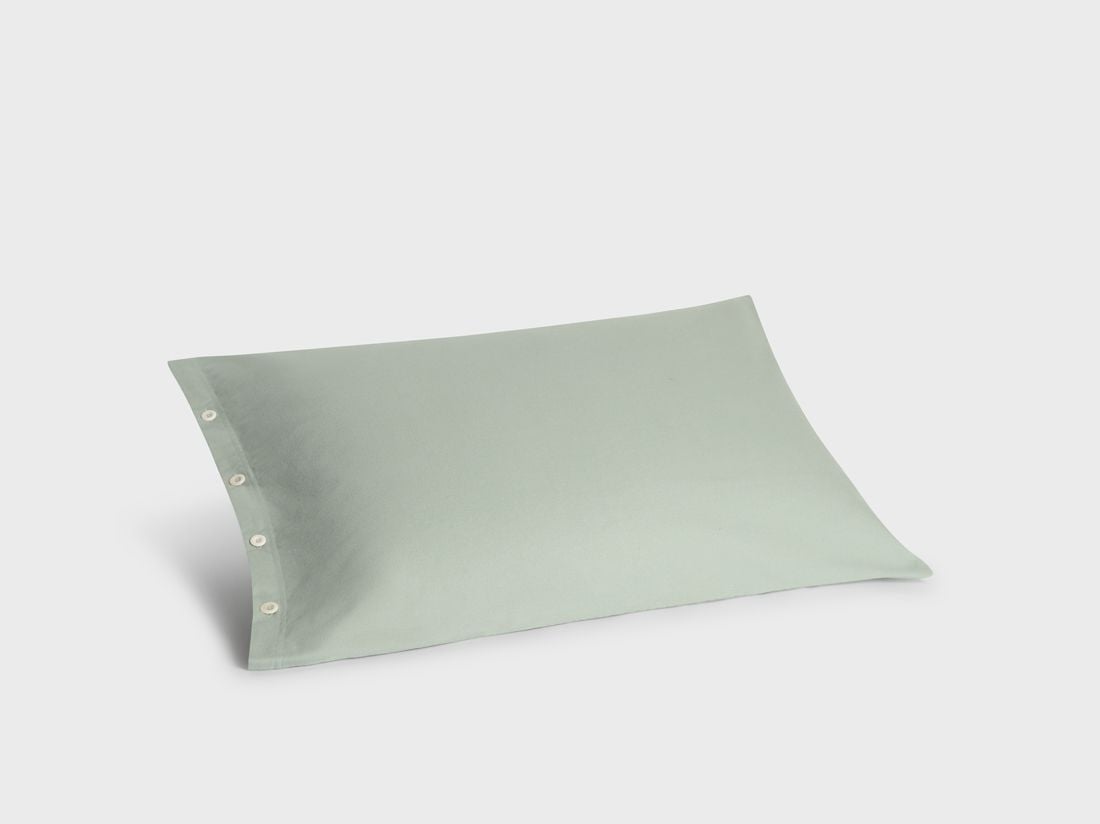 Taie d'oreiller flanelle de coton vert pâle 50x70
