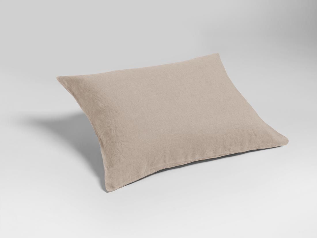 Taie d'oreiller lin lavé rose poussiéreux 50x60