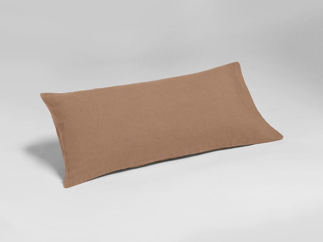 Taie d'oreiller lin lavé noisette 40x80
