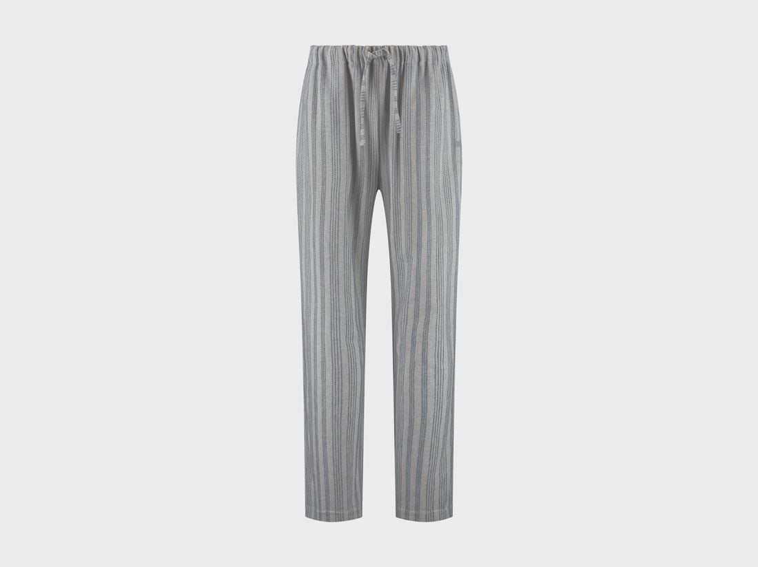 Pyjamabroek heren flanel light grey/blue stripe