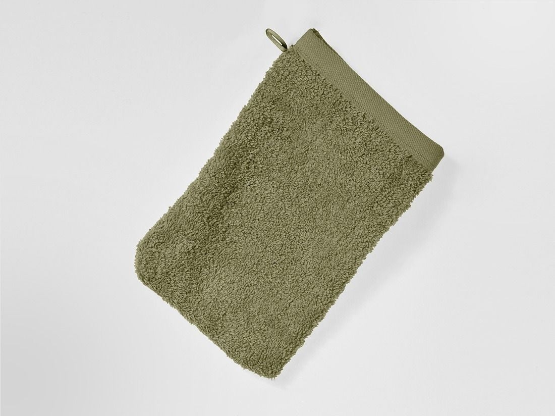 Washandjes terry olive green 15x22 - 4 st