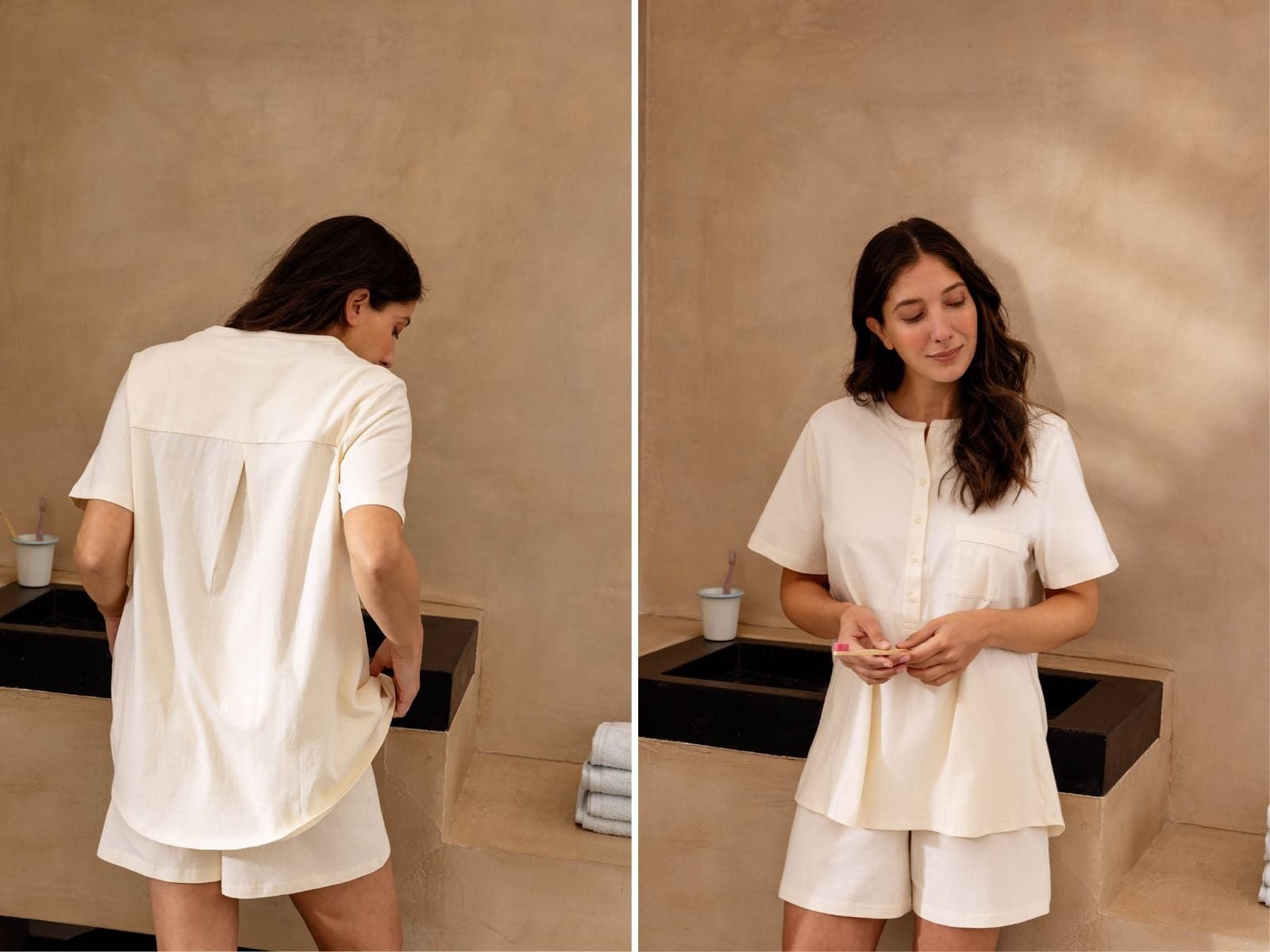 Pyjama t-shirt dames jersey sunrise white