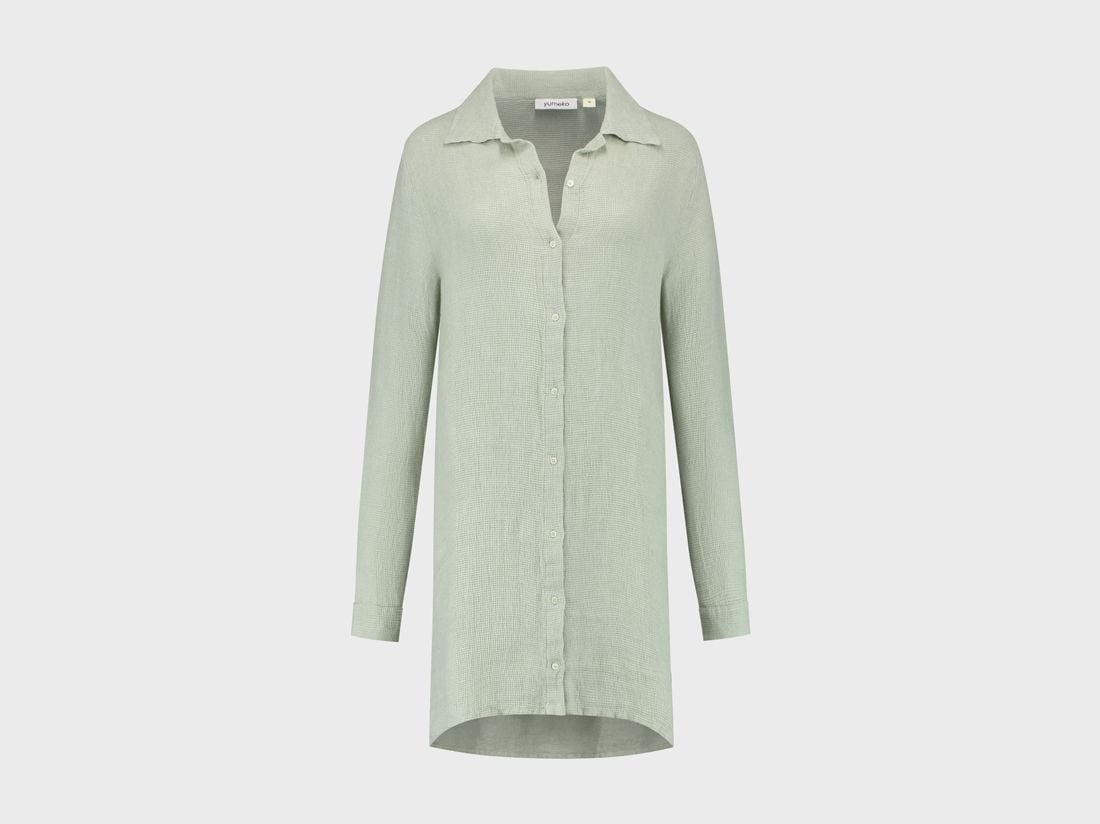 Blousejurk gewassen linnen wafel misty green