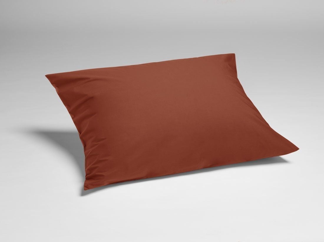 Taie d'oreiller percale de coton rouge rouille 60x70