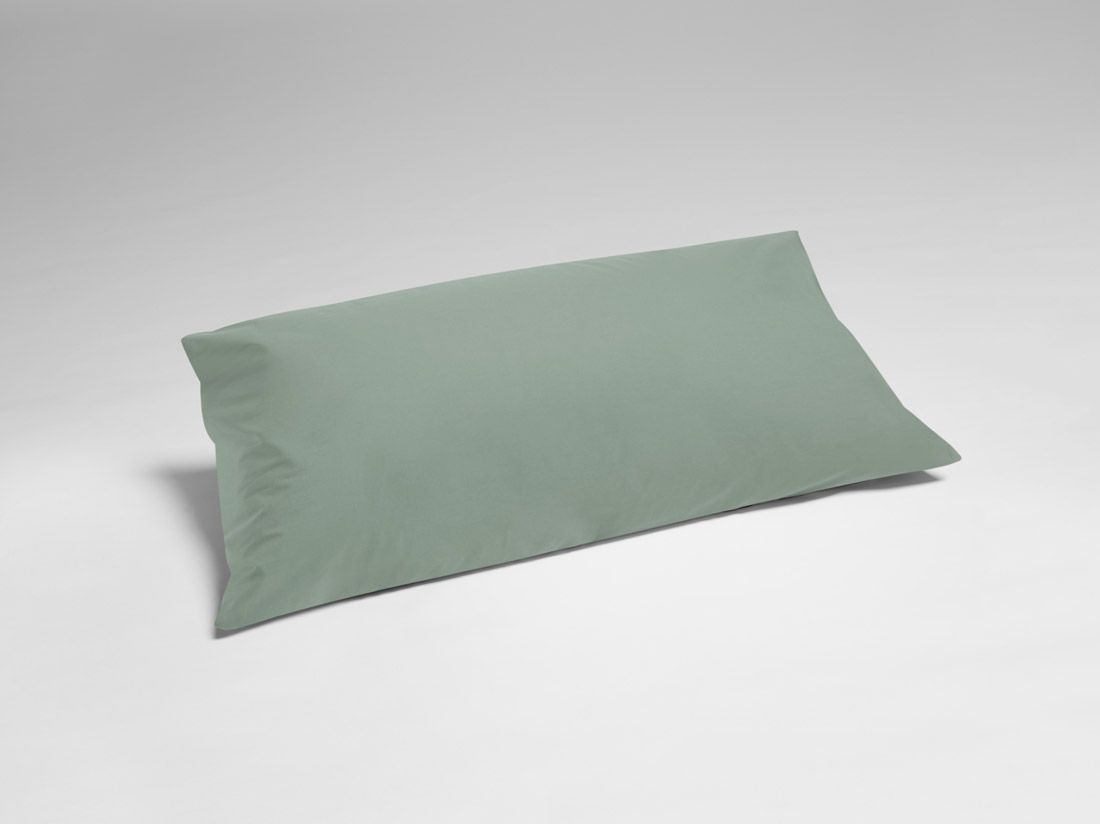 Taie d'oreiller percale de coton vert jade