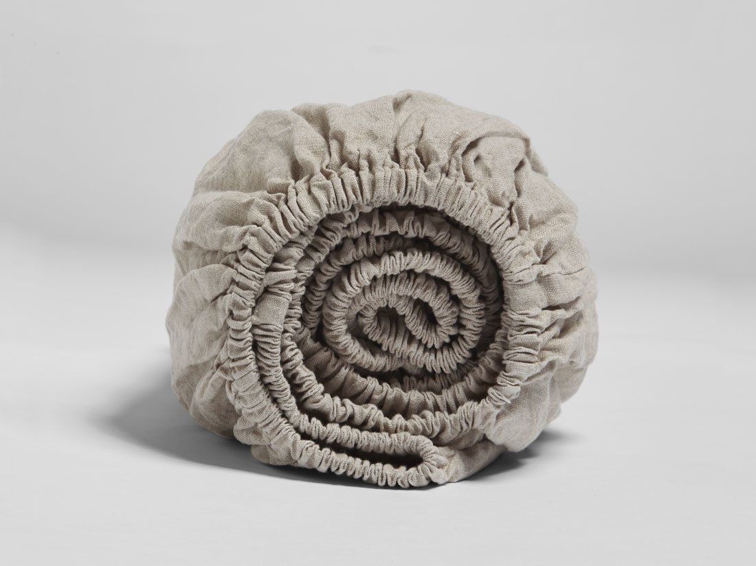 Drap-housse lin lavé naturel