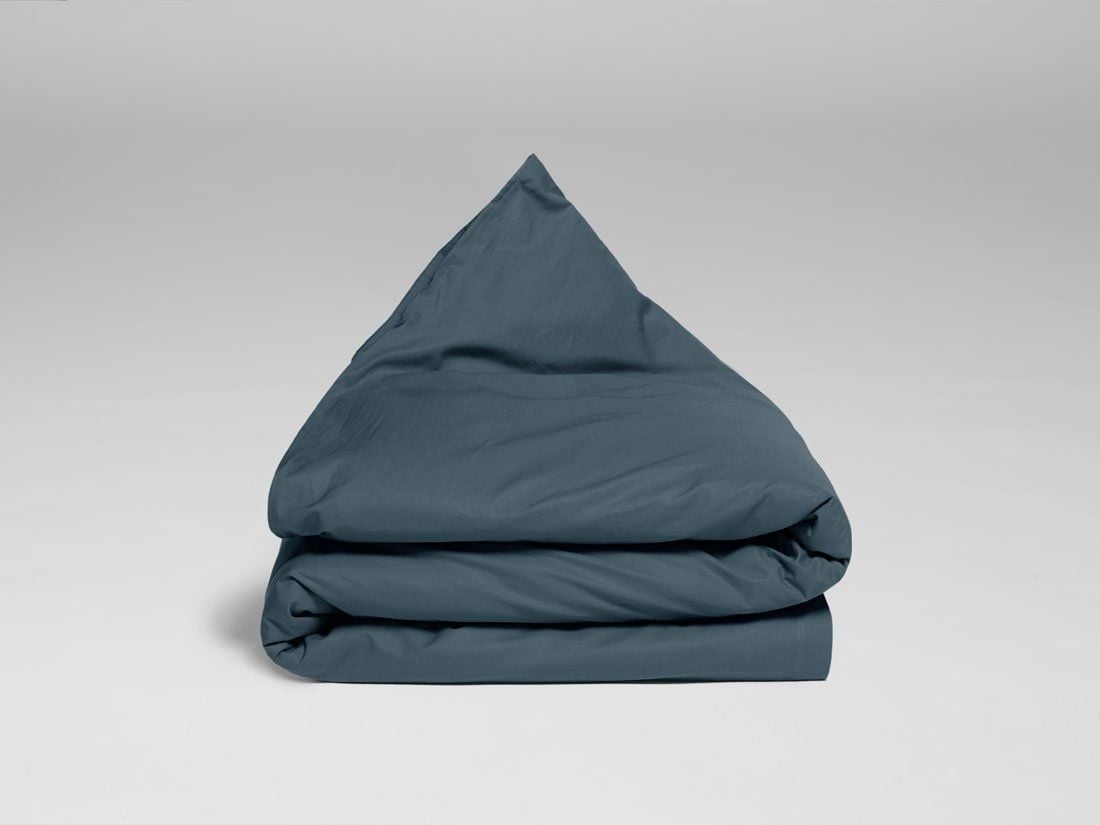 Housse de couette enfant percale de coton bleu