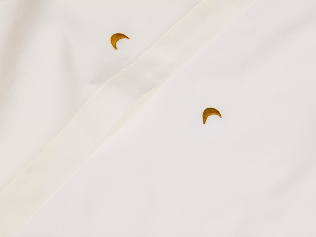 Drap plat enfant satin de coton blanc chaud/lune ocre