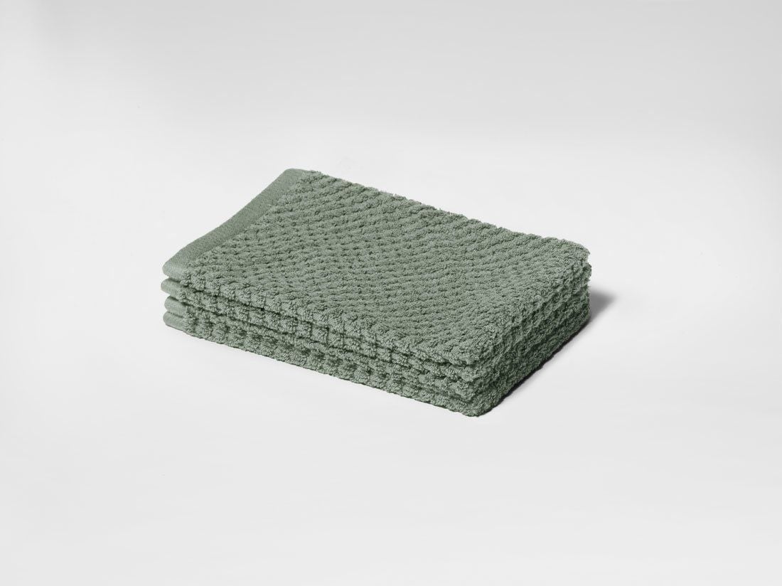 Washandjes dots stone green 15x22 - 4 st