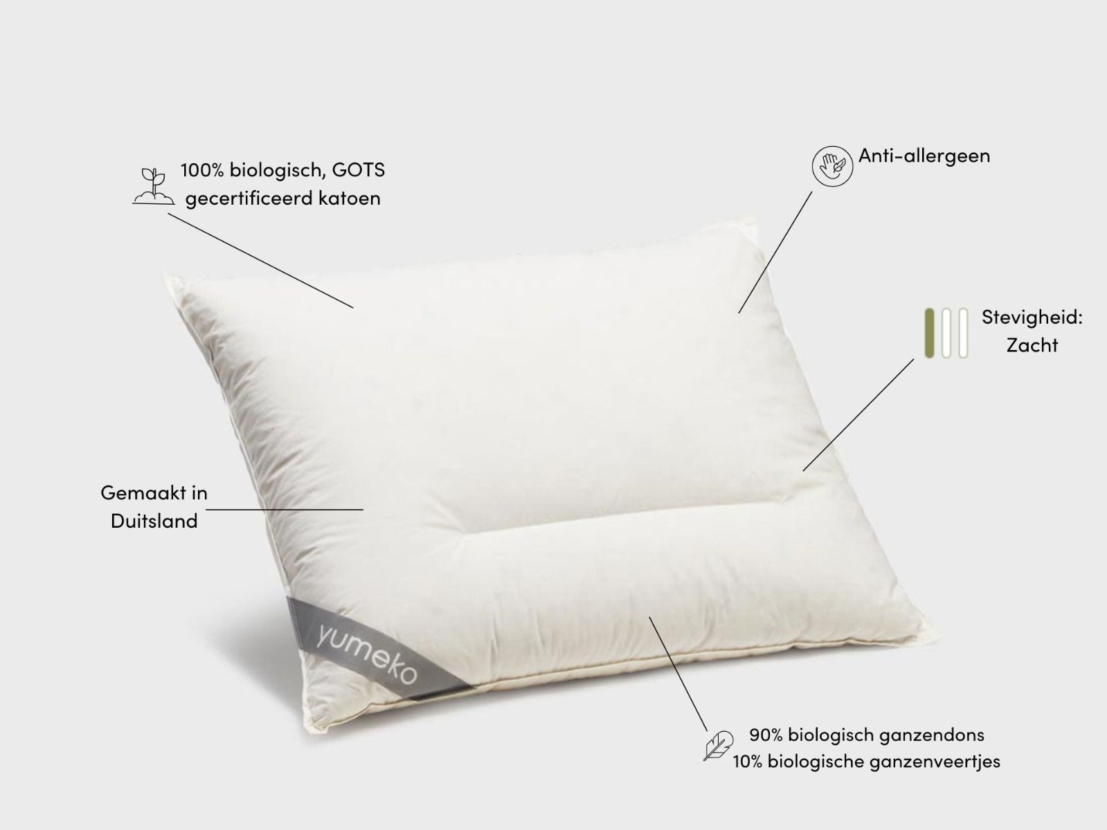 Kussen ganzendons 60x70 zacht