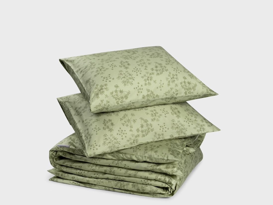 Parure de lit satin de coton fleur verte