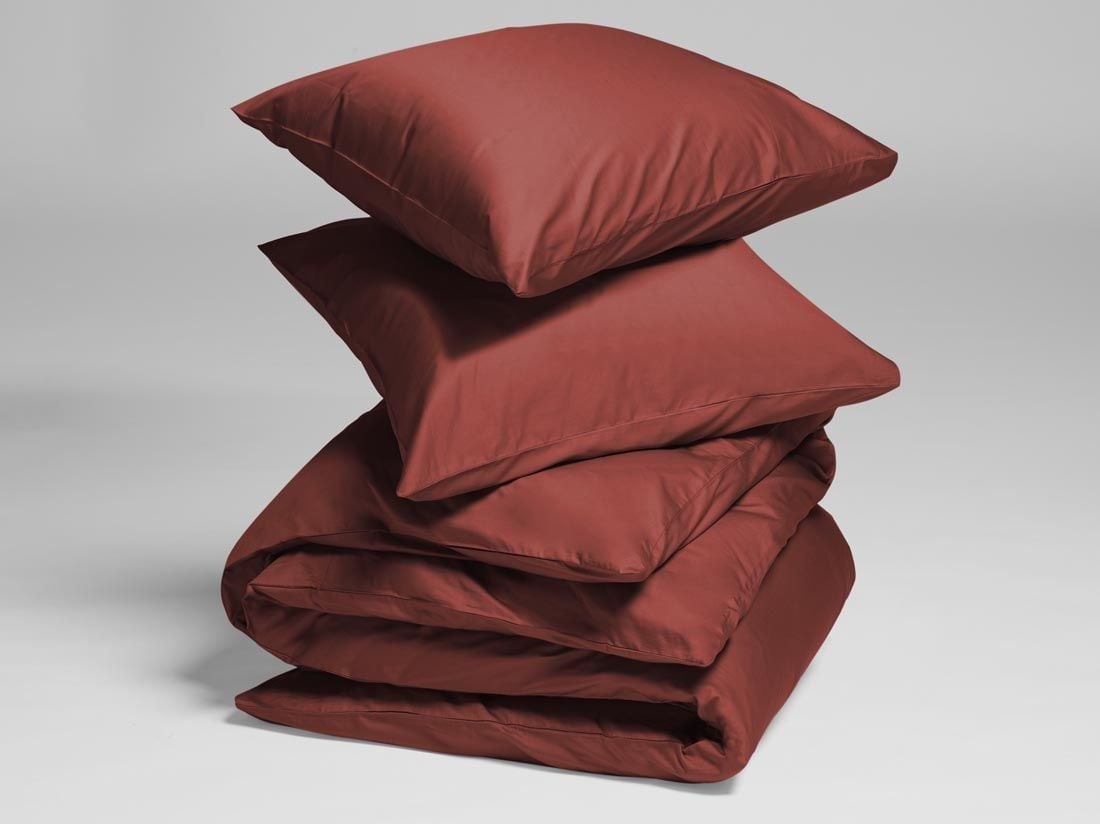 Parure de lit satin de coton rouge éclatant