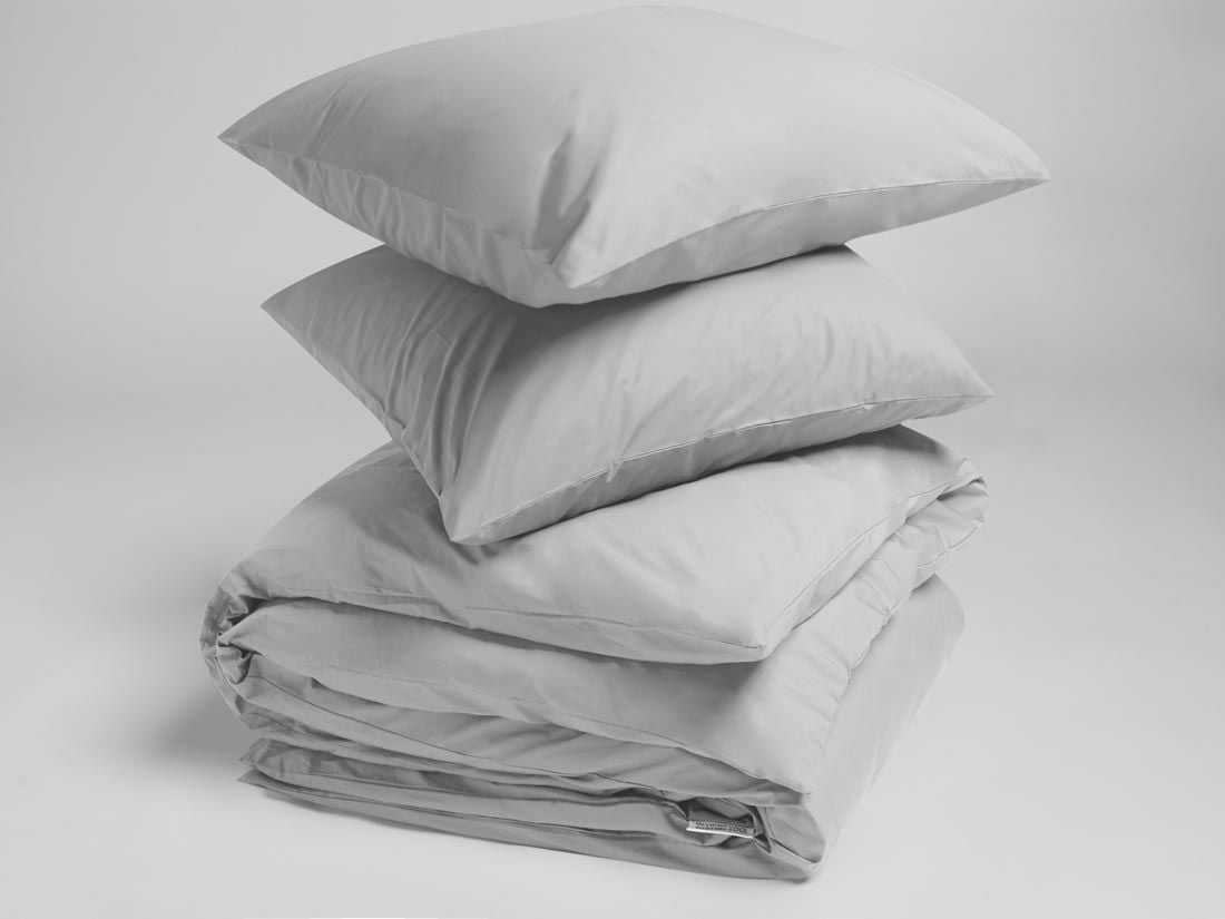 Parure de lit percale de coton gris brumeux