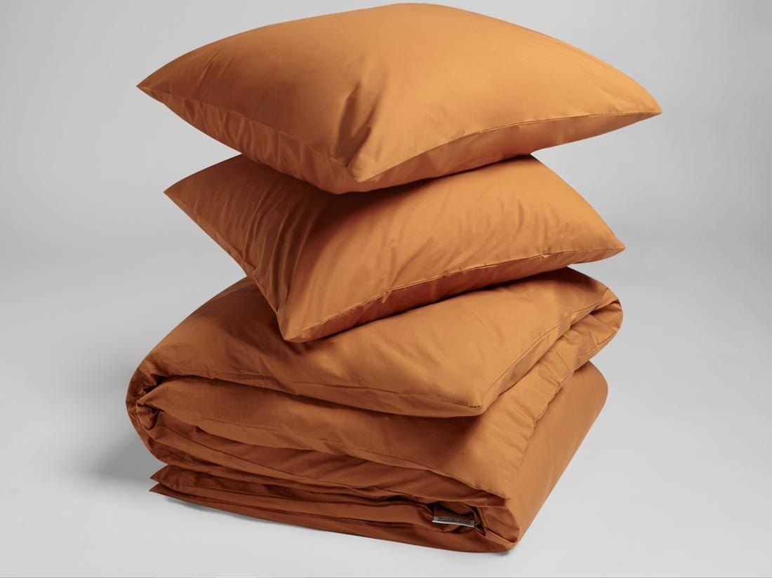 Parure de lit percale de coton jaune ocre