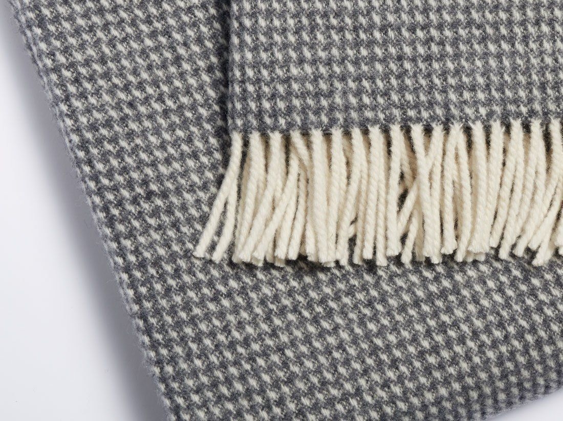 Merinowollen deken pied-de-poule charcoal 150x210