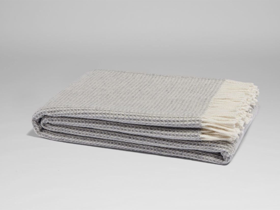 Merinowollen deken pied-de-poule grey melange 150x210