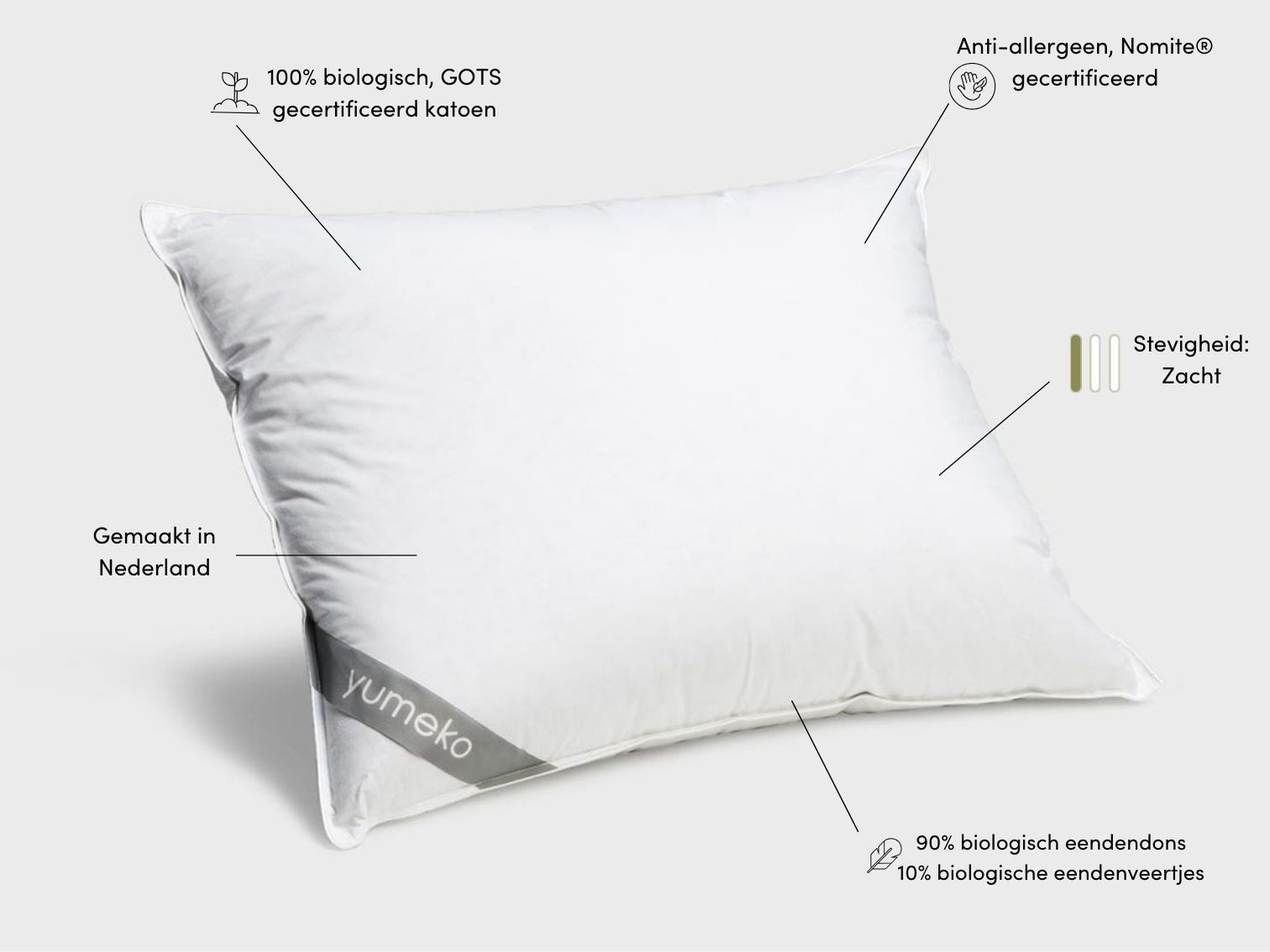 Kussen dons 50x60 zacht