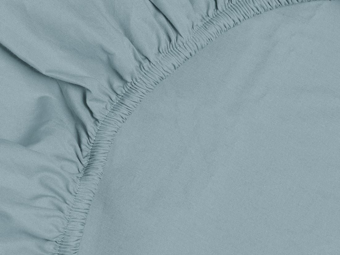 Drap-housse percale de coton bleu pétrole