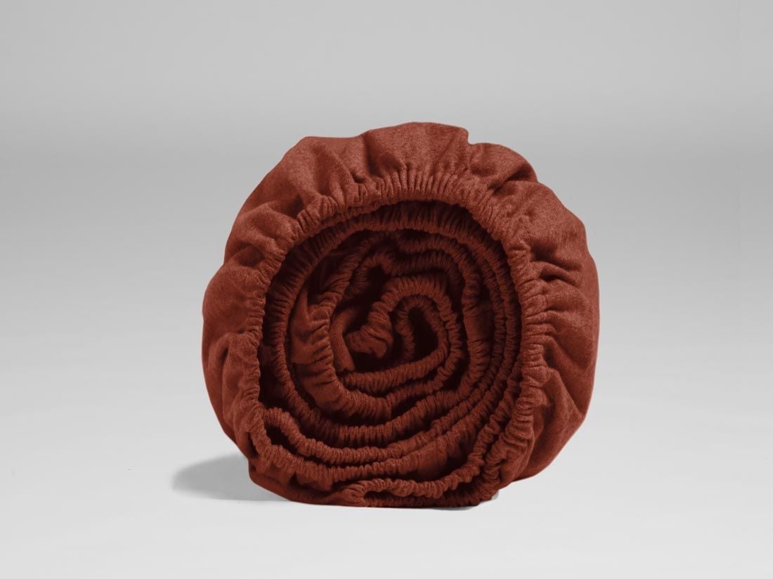 Drap-housse flanelle de coton velours rouge